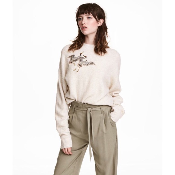 H&M Sweaters - H&M Fine-knit Embroidered Sweater